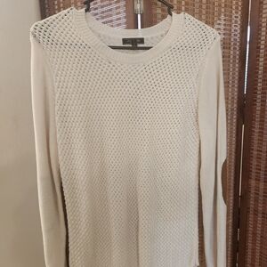 Lety & Me Cream Crew Neck Sweater Elbow Pads